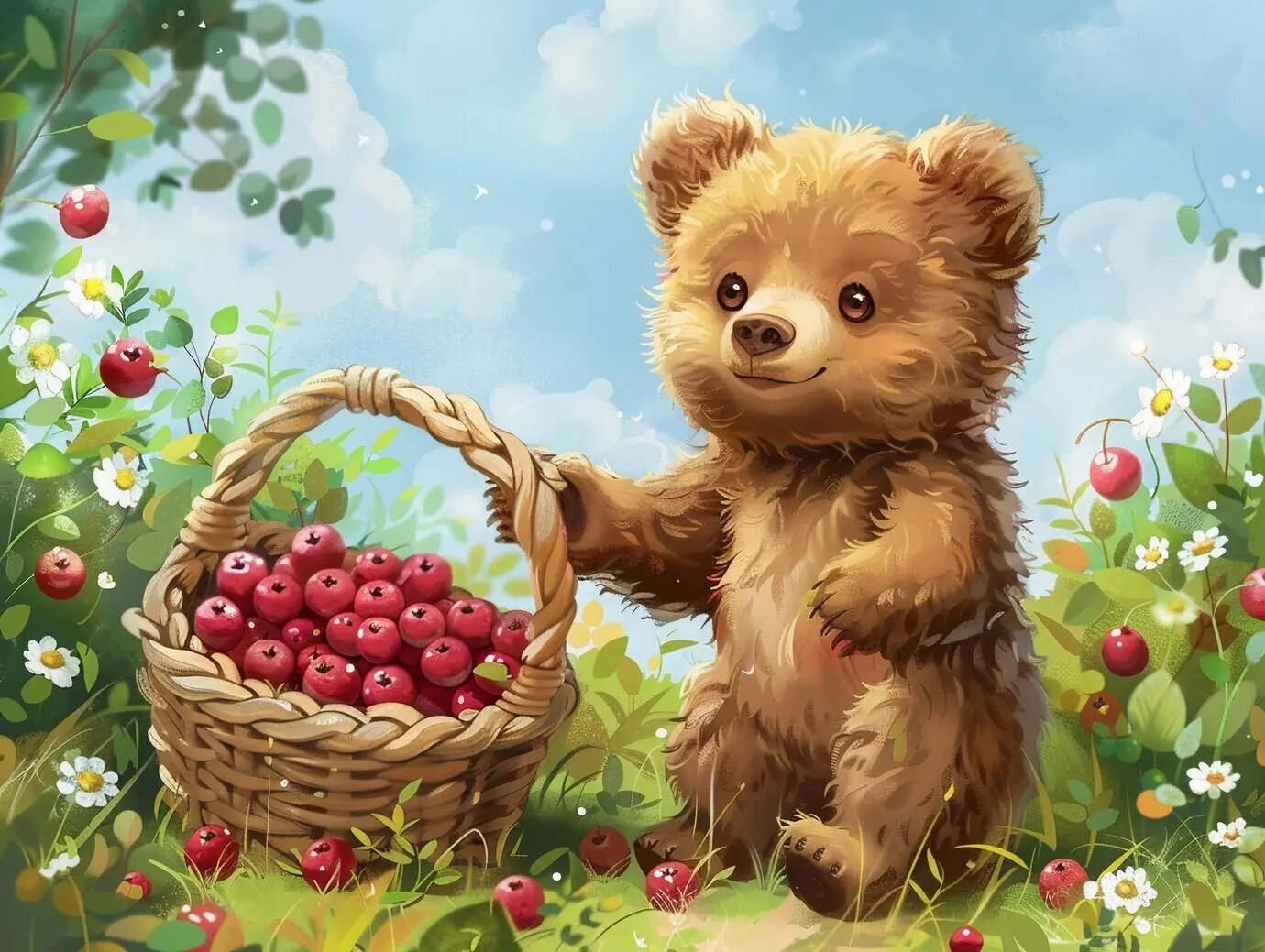 Niedliche Illustration eines Bären im digitalen Kunststil