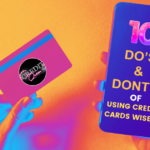 Left hand holding a pink credit card, right hand is holding a smartphone displaying the words 10 Dos and Don'ts of Using Credit Cards Wisely