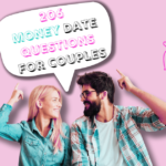 Couple pointing up to 206 Money Date Questions for Couples