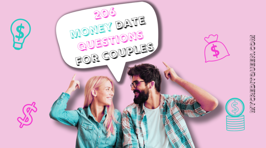 Couple pointing up to 206 Money Date Questions for Couples