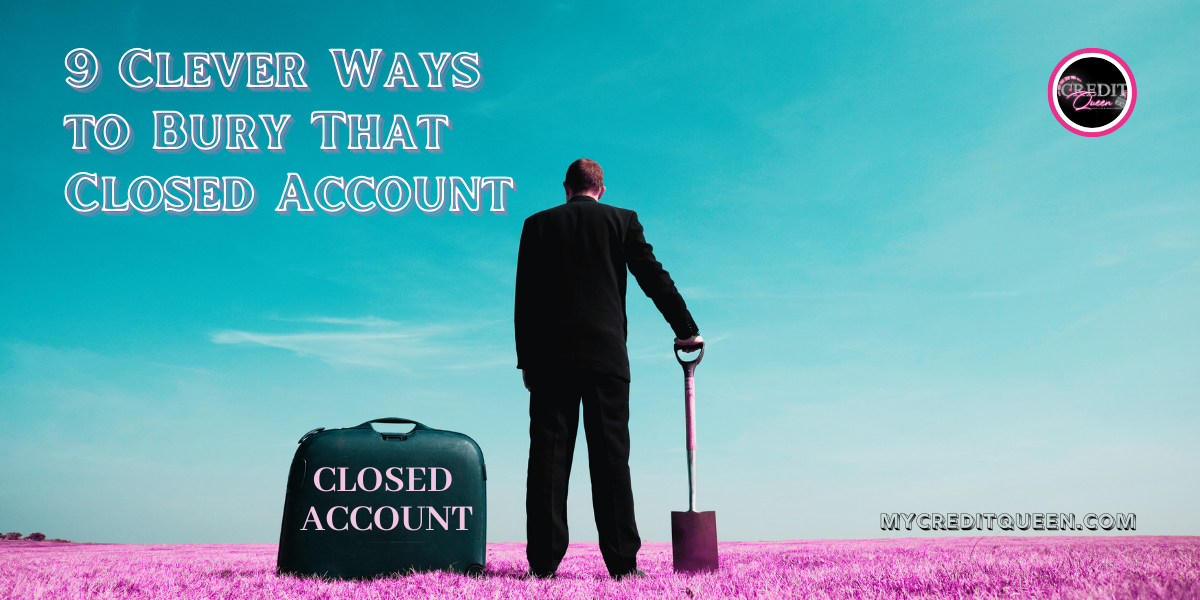 Man holding a shovel standing on pink grass next to a briefcase that says 'closed account' and there is a clear blue sky