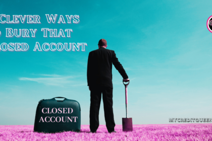 Man holding a shovel standing on pink grass next to a briefcase that says 'closed account' and there is a clear blue sky