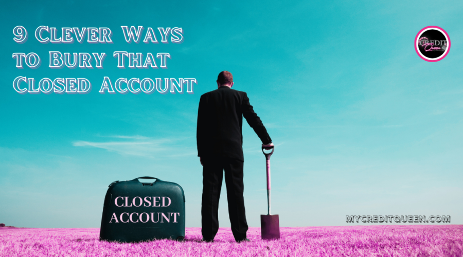 Man holding a shovel standing on pink grass next to a briefcase that says 'closed account' and there is a clear blue sky